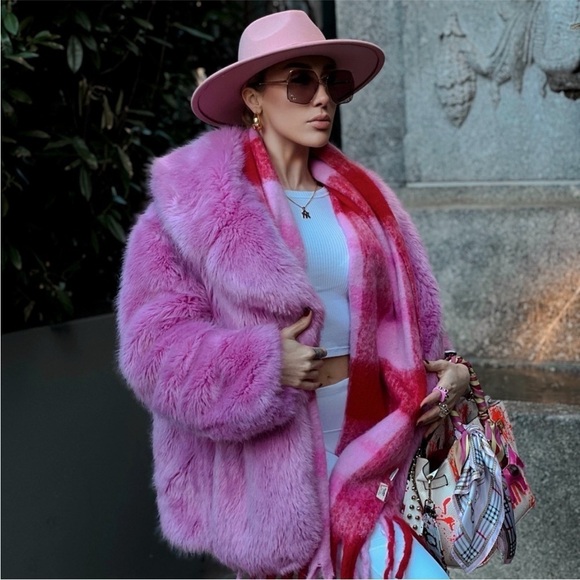 J.Crew Collection faux fur coat in hibiscus size XS XXS - Picture 6 of 16